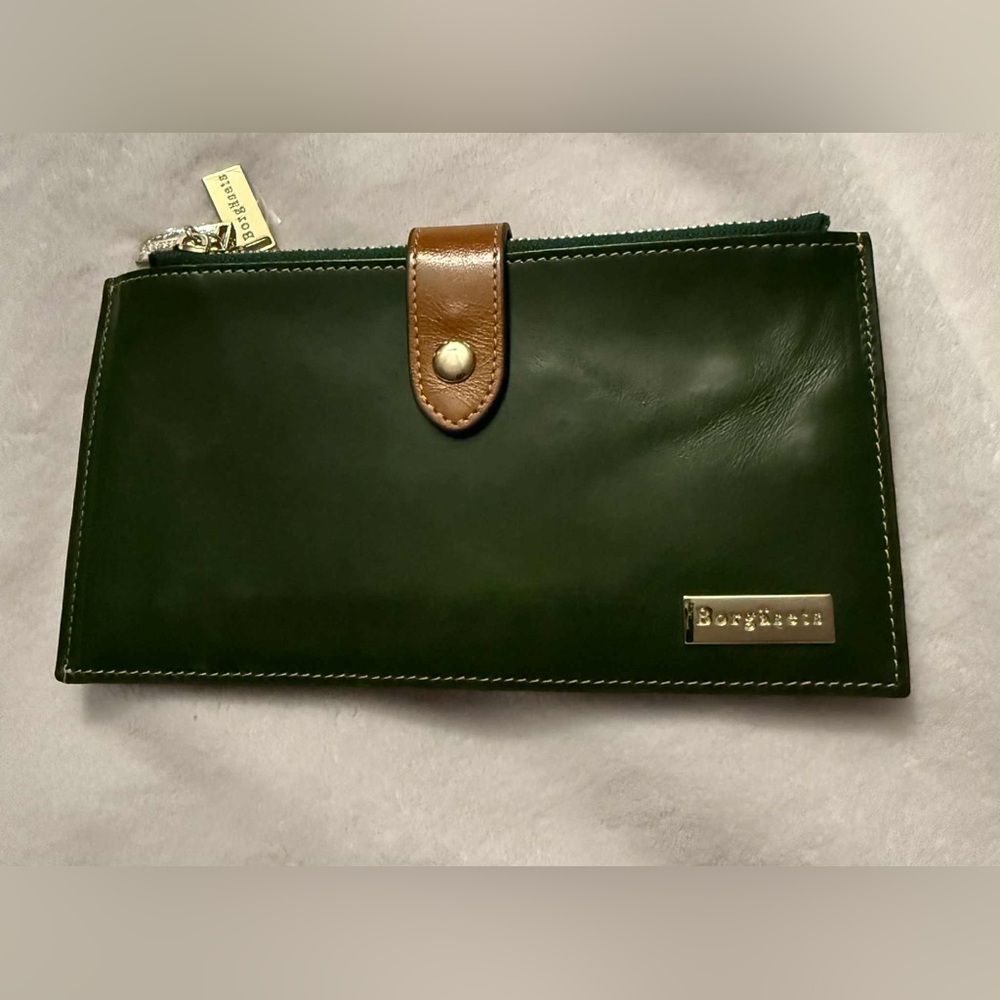 Green Borgasets Leather Clutch